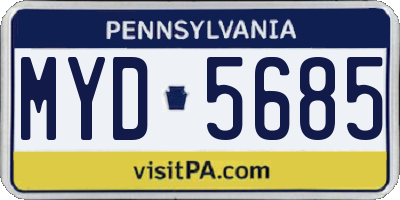 PA license plate MYD5685