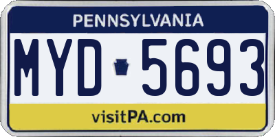 PA license plate MYD5693