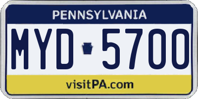 PA license plate MYD5700