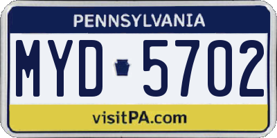PA license plate MYD5702