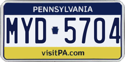 PA license plate MYD5704