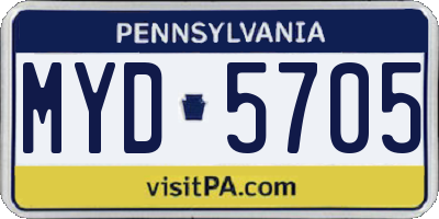 PA license plate MYD5705
