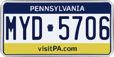 PA license plate MYD5706