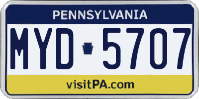 PA license plate MYD5707