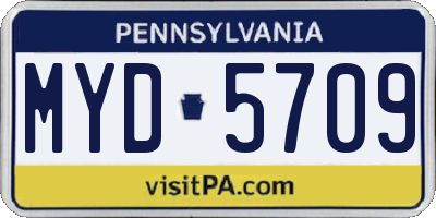 PA license plate MYD5709