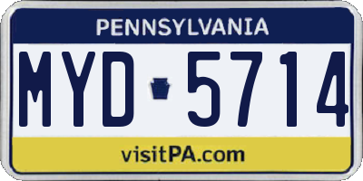 PA license plate MYD5714