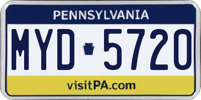 PA license plate MYD5720
