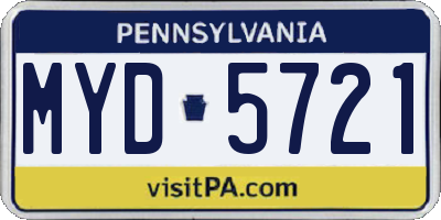 PA license plate MYD5721
