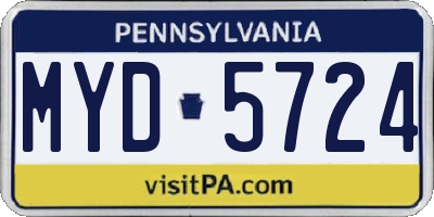 PA license plate MYD5724