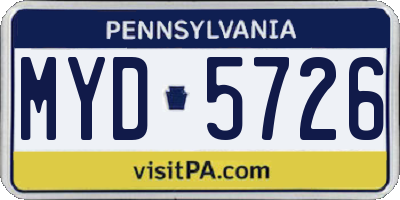 PA license plate MYD5726