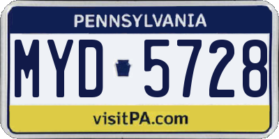 PA license plate MYD5728