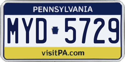 PA license plate MYD5729