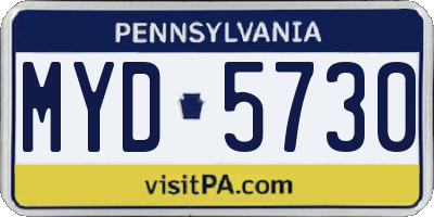 PA license plate MYD5730
