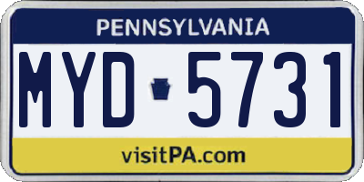 PA license plate MYD5731