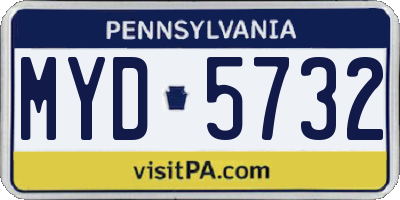 PA license plate MYD5732
