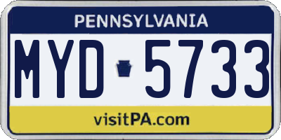 PA license plate MYD5733