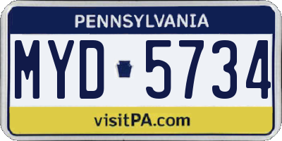PA license plate MYD5734