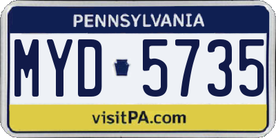 PA license plate MYD5735