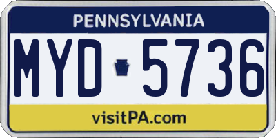 PA license plate MYD5736