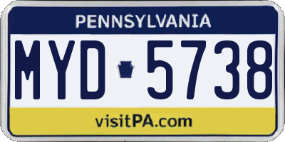 PA license plate MYD5738