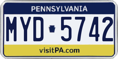 PA license plate MYD5742