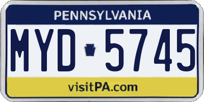 PA license plate MYD5745