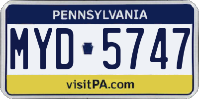 PA license plate MYD5747