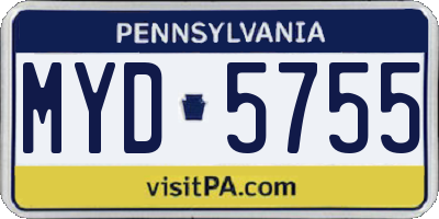 PA license plate MYD5755