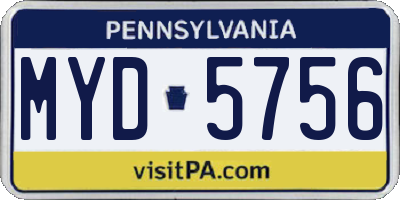 PA license plate MYD5756