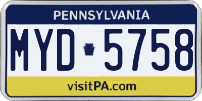 PA license plate MYD5758