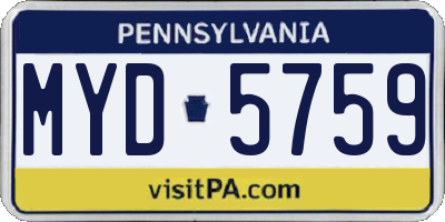 PA license plate MYD5759