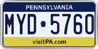 PA license plate MYD5760