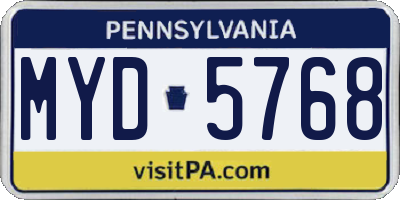 PA license plate MYD5768