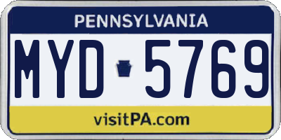 PA license plate MYD5769