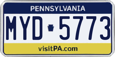 PA license plate MYD5773