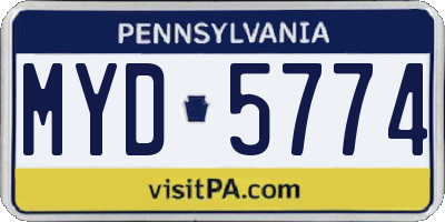 PA license plate MYD5774