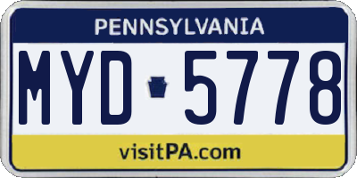 PA license plate MYD5778