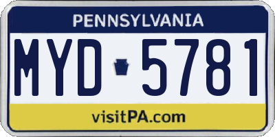 PA license plate MYD5781