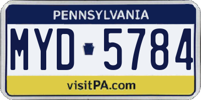 PA license plate MYD5784