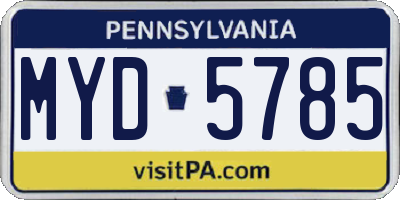PA license plate MYD5785