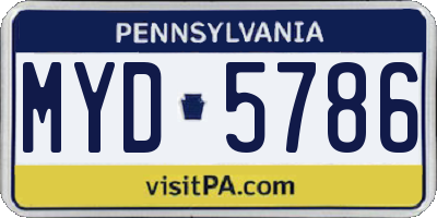 PA license plate MYD5786