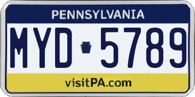 PA license plate MYD5789