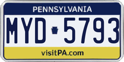 PA license plate MYD5793