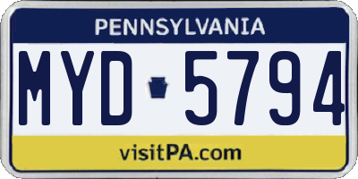 PA license plate MYD5794