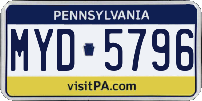 PA license plate MYD5796