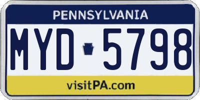 PA license plate MYD5798