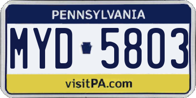 PA license plate MYD5803