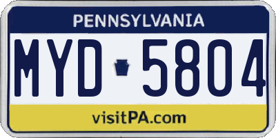 PA license plate MYD5804