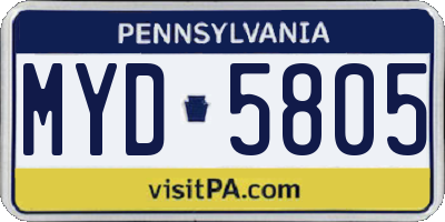 PA license plate MYD5805