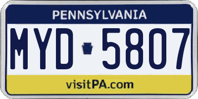 PA license plate MYD5807